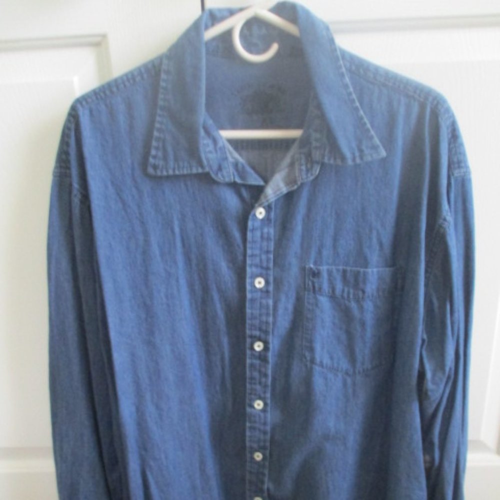 Izod Cotton Denim Long Sleeve Shirt XL Mens or Womens